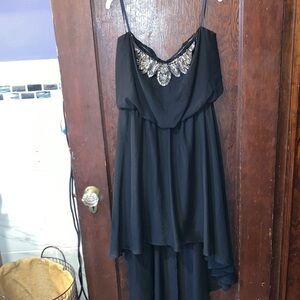 LILY ROSE WOMENS Black Beaded High-Low Stretch Strapless Dress XL